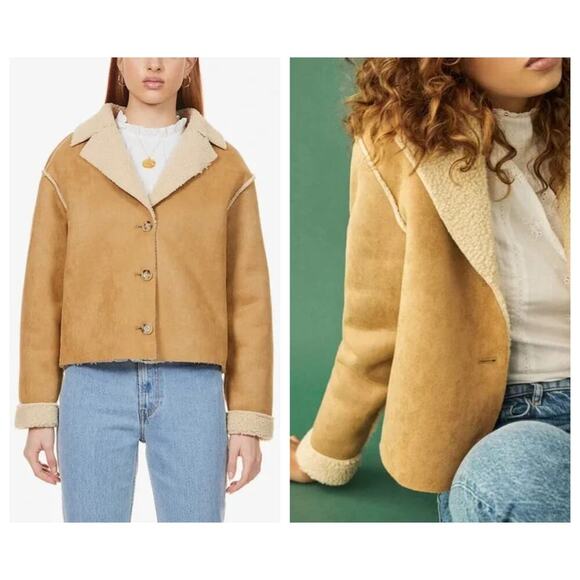 Reformation Stoke Suede Faux-Shearling Coat Size XL - Picture 7 of 9